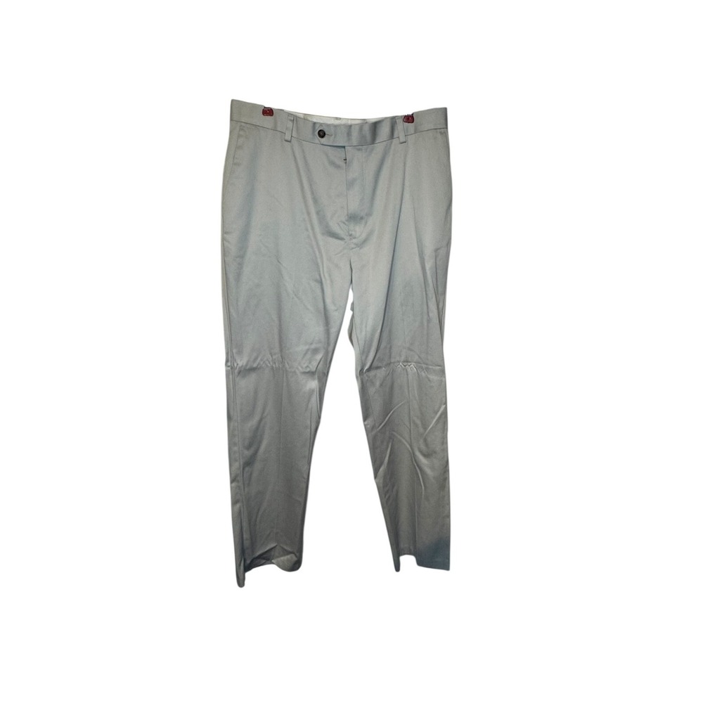 Roundtree & Yorke Men Pants Chino Flat Front High-Rise Cotton Light Tan 36x32